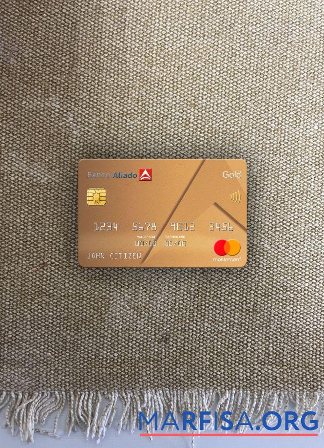 Realistic Panama Banco Aliado bank mastercard gold photolook front template